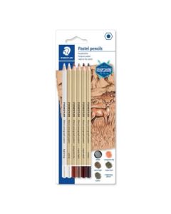 Staedtler Mars Lumograph 100P - Pastel Pencil - Blistercard of 6 - Assorted Colours