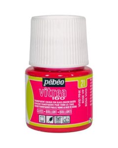 Pebeo Vitrea 160 Glass Paint - 45 ML Bottle - Vivid Pink (021)