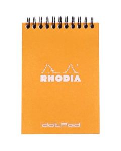 Rhodia - Classic Orange - Wirebound - Dot Grid Notepad - A6 (148 mm x 105 mm or 4.1" x 5.8") White Ultra Smooth Surface - 80 GSM - Pad of 80 Sheets