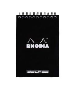 Rhodia - Classic Black - Wirebound - Dot Grid Notepad - A6 (148 mm x 105 mm or 4.1" x 5.8") White Ultra Smooth Surface - 80 GSM - Pad of 80 Sheets