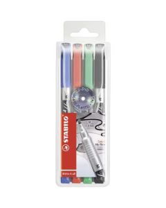 Stabilo Write-4-All - Permanent Marker Pen -Medium Tip - Pack of 4 Assorted Colours