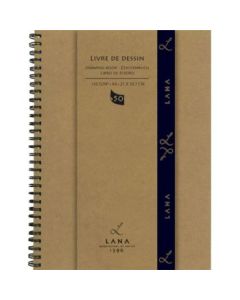 Lana Livre De Dessin - Drawing Book - A4 (21 cm x 29.7 cm) Natural White Light Grain / Matt Finish 150 GSM Paper, Long Side Spiral Album of 50 Sheets