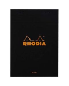 Rhodia - Basics Black No. 16 - Stapled - Blank Notepad - A5 (148 mm x 210 mm or 5.8" x 8.3") White Ultra Smooth Surface - 80 GSM - Pad of 80 Sheets