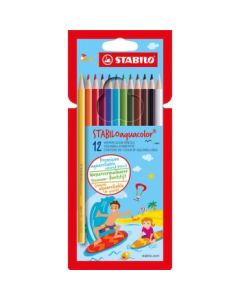 Stabilo Aquacolour - Watercolour Pencil - Cardboard Box of 12 Assorted Colours