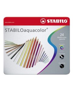 Stabilo Aquacolour - Watercolour Pencil - Metal Box of 24 Assorted Colours