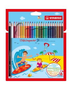 Stabilo Aquacolour - Watercolour Pencil - Cardboard Box of 24 Assorted Colours