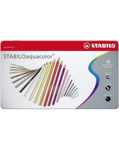 Stabilo Aquacolour - Watercolour Pencil - Metal Box of 36 Assorted Colours