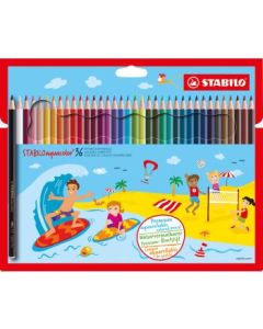 Stabilo Aquacolour - Watercolour Pencil - Cardboard Box of 36 Assorted Colours