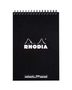 Rhodia - Classic Black - Wirebound - Dot Grid Notepad - A5 (148 mm x 210 mm or 5.8" x 8.3") White Ultra Smooth Surface - 80 GSM - Pad of 80 Sheets