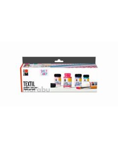 Marabu Textil Sweet Candy - Colour Trend - Set of 4 x 15 ML Bottle with Brush and Fashion Liner