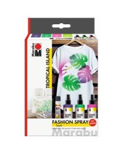 Marabu Fashion Spray Trend Set - Tropical Island - Set of 3 x 100 ML Spray Bottles With Fashion Liner