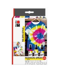 Marabu Fashion Spray Set - Tie Dye Style - Set of 3 x 100 ML Spray Bottles