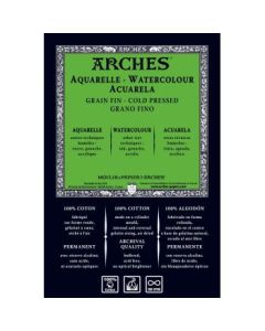 Arches Watercolour - Aquarelle - 56 cm x 76 cm Natural White Fine Grain / Cold Press 185 GSM 100% Cotton Paper, Pack of 10 Sheets