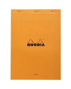 Rhodia - Basics Orange No. 18 - Stapled - Blank Notepad - A4 (210 mm x 297 mm or 8.3" x 11.7") White Ultra Smooth Surface - 80 GSM - Pad of 80 Sheets