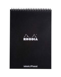 Rhodia - Classic Black - Wirebound - Dot Grid Notepad - A4 (210 mm x 297 mm or 8.3" x 11.7") White Ultra Smooth Surface - 80 GSM - Pad of 80 Sheets