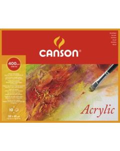 Canson Acrylic Paper - Cold Press 400 GSM - 32 x 41 cm or 12.6 x 16.14'' - Block of 10 Sheets