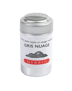 J. Herbin Fountain Pen Ink Cartridges - Gris Nuage (Cloud Grey) - Tin Box of 6