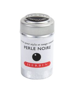 J. Herbin Fountain Pen Ink Cartridges - Perle Noire (Perle Black) - Tin Box of 6