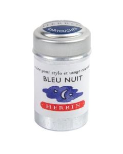 J. Herbin Fountain Pen Ink Cartridges - Bleu Nuit (Night Blue) - Tin Box of 6