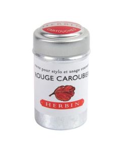 J. Herbin Fountain Pen Ink Cartridges - Rouge Caroubier (Carob Red) - Tin Box of 6