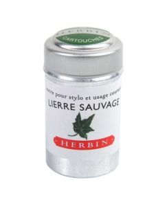 J. Herbin Fountain Pen Ink Cartridges - Lierre Sauvage (Wild Ivy Green) - Tin Box of 6