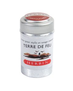 J. Herbin Fountain Pen Ink Cartridges - Terre De Feu (Tierra Del Fuego Brown) - Tin Box of 6