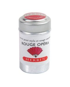 J. Herbin Fountain Pen Ink Cartridges - Rouge Opera (Opera Red) - Tin Box of 6