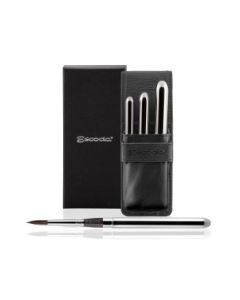 Escoda Versatil Synthetic Kolinsky Sable Hair Brushes - Series 1548 - Round Pointed - Travel Brush - Short Handle - Set of 3 in a Black Leather Case - Sizes: 2, 6 and 10