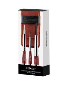 Escoda Red Synthetic Canvas Travel Brush Set – 6 & 12 Travel Round Pointed Brushes in Versatil & 8 Travel Round Pointed Brush in Perla