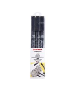 Snowman Drawing, Zentangle & Manga Pens - Black - 0.05 - Pack of 3