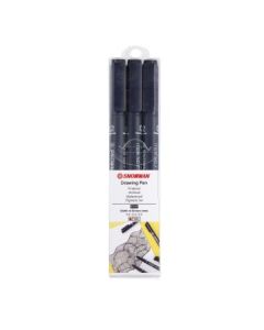 Snowman Drawing, Zentangle & Manga Pens - Black - 0.2 - Pack of 3