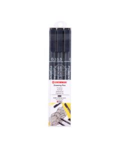 Snowman Drawing, Zentangle & Manga Pens - Black - 0.3 - Pack of 3