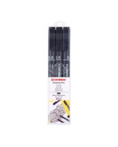 Snowman Drawing, Zentangle & Manga Pens - Black - 0.6 - Pack of 3