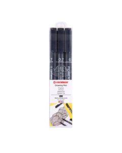 Snowman Drawing, Zentangle & Manga Pens - Black - 0.7 - Pack of 3