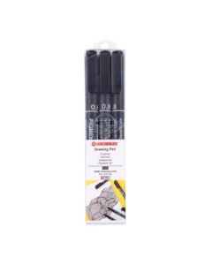 Snowman Drawing, Zentangle & Manga Pens - Black - 0.8 - Pack of 3