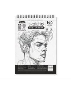 Anupam SketchO Sketch Book A4 (8.3 x 11.5") 140 GSM Medium Grain Natural Shade Cartridge Paper, WireO Bound of 50 Sheets