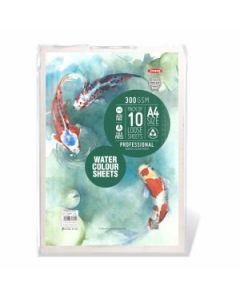 Anupam Professional Watercolour Paper A4 Natural White Cold Press 300 GSM Paper, Polypack of 10 Sheets