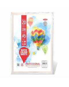 Anupam Professional Watercolour Paper A5 Natural White Cold Press 200 GSM Paper, Polypack of 20 Sheets