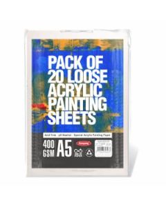 Anupam Acrylic Painting Paper A5 400 GSM Smooth Natural White Paper, Polypack of 20 Sheets