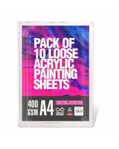 Anupam Acrylic Painting Paper A4 400 GSM Smooth Natural White Paper, Polypack of 10 Sheets