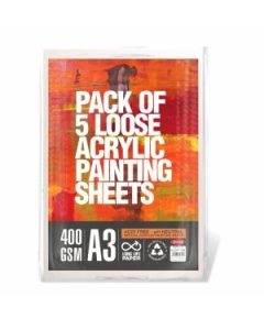 Anupam Acrylic Painting Paper A3 400 GSM Smooth Natural White Paper, Polypack of 5 Sheets