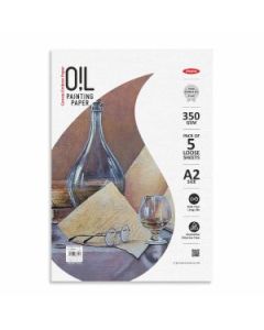 Anupam Oil Painting Paper A2 350 GSM Canvas Emboss Natural White Paper, Polypack of 5 Sheets