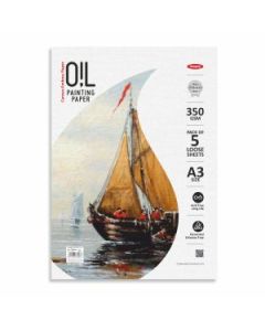 Anupam Oil Painting Paper A3 350 GSM Canvas Emboss Natural White Paper, Polypack of 5 Sheets