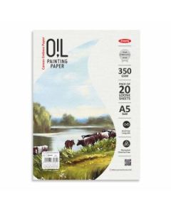 Anupam Oil Painting Paper A5 350 GSM Canvas Emboss Natural White Paper, Polypack of 20 Sheets