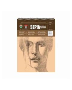 Anupam Cartridge Drawing Paper Sepia Beige Toned A4 140 GSM Optimal Coarse Texture, WireO Bound of 100 Sheets