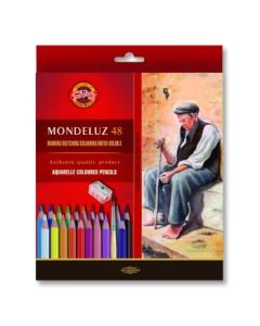 Koh-I-Noor Mondeluz Artist's Water Soluble Coloured Pencils - Assorted - Set of 48 in Card Box