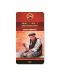 Koh-I-Noor Mondeluz Artist's Water Soluble Coloured Pencils - Assorted - Set of 12 in Tin Box