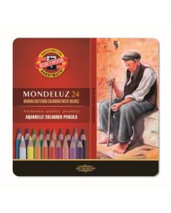 Koh-I-Noor Mondeluz Artist's Water Soluble Coloured Pencils - Assorted - Set of 24 in Tin Box