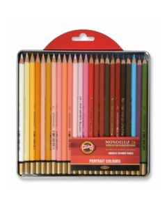 Koh-I-Noor Mondeluz Artist's Water Soluble Coloured Pencils - Portrait - Set of 24 in Tin Box