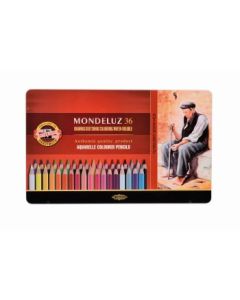 Koh-I-Noor Mondeluz Artist's Water Soluble Coloured Pencils - Assorted - Set of 36 in Tin Box